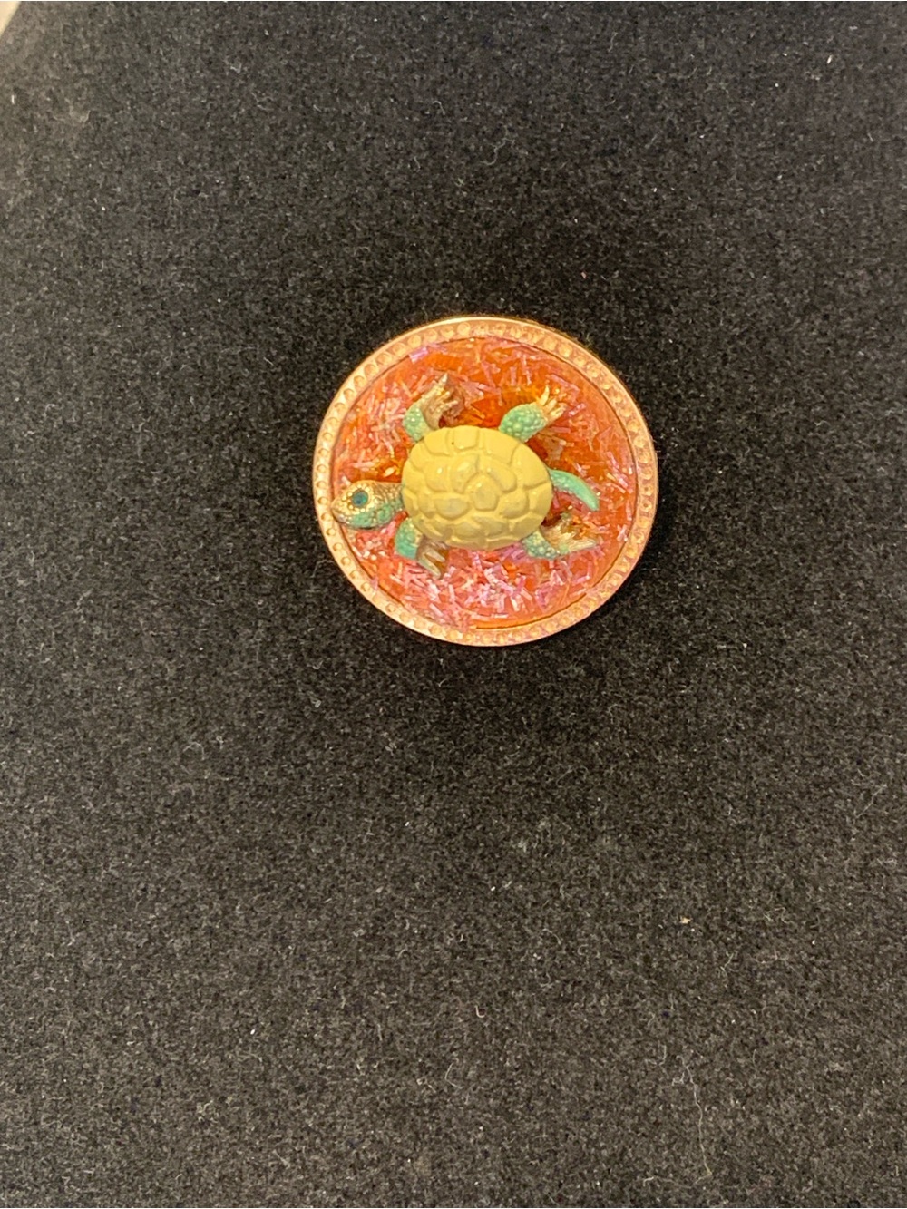 Decorative Turtle Accent Pin in Orange and Green